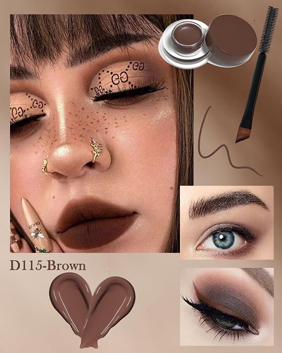 Waterproof Matte Gel Eyeliner Pot- Brown Long Lasting Cream Eyeliner Eyebrow Gel, High Intensity Pigments Smudge-proof Eye Liner Brow Cream, for Halloween Cosplay Show Eye Liner Brow Face Makeup-#115
