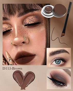 Waterproof Matte Gel Eyeliner Pot- Brown Long Lasting Cream Eyeliner Eyebrow Gel, High Intensity Pigments Smudge-proof Eye Liner Brow Cream, for Halloween Cosplay Show Eye Liner Brow Face Makeup-#115