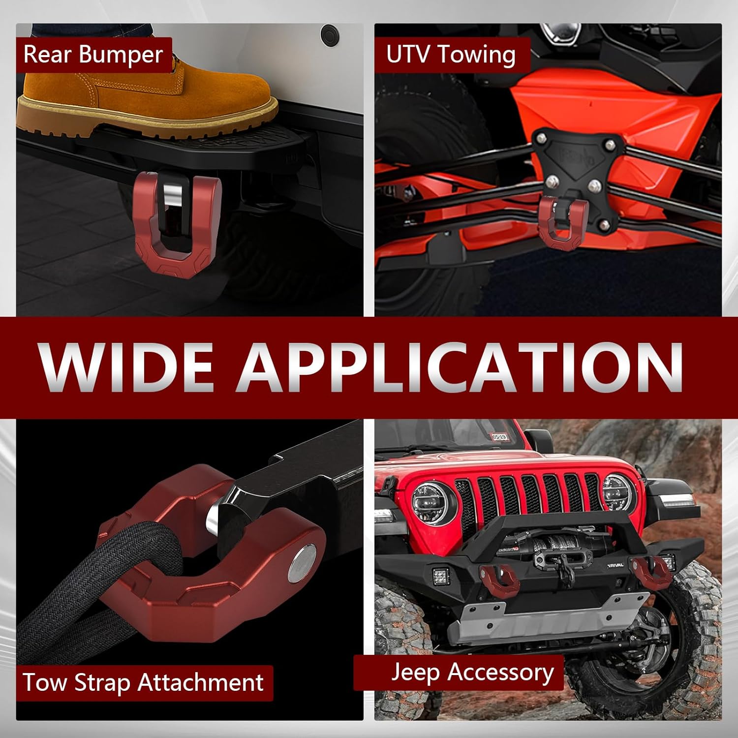 3/4’’ D Ring Shackles Red Aluminum Tow Shackles 70,000 LBS Break Strength 7/8’’ Pin Universal Use with Tow Strap Winch for Off-Road Truck ATV UTV SUV Recovery Towing 2PCS - Image 6