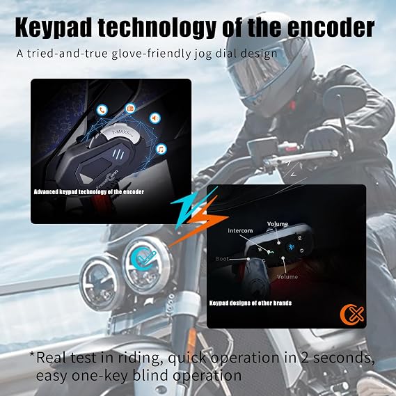 FreedConn Motorcycle Helmet Bluetooth Headset T-Max Pro Motorbike Intercom Motorcycle Communication Systems 4-6 Riders 1000M Team Intercom, Support Music Sharing FM Radio CVC Noise Cancellation