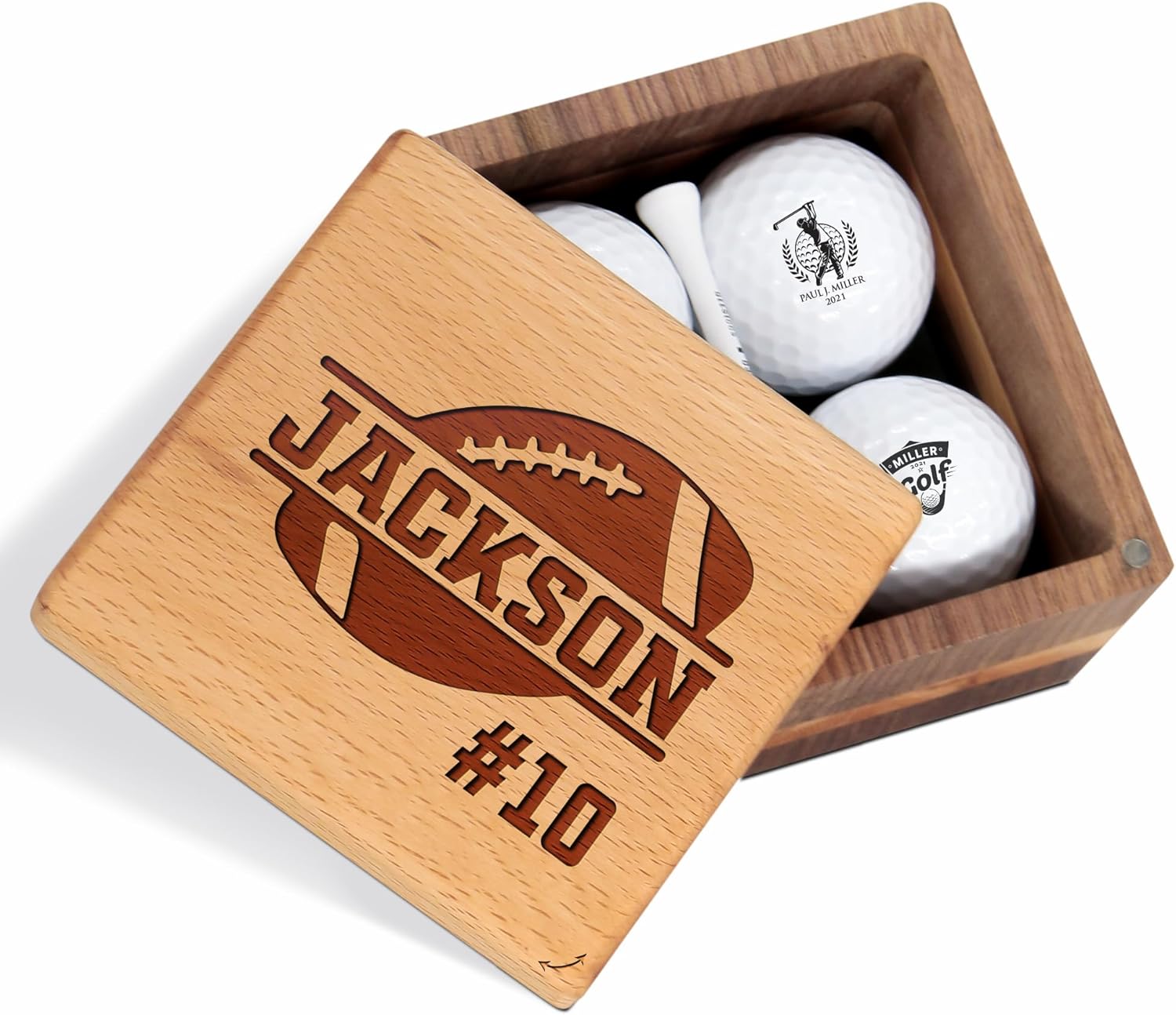 Personalized Golf Gift for Men Women - Custom Golf Set with Nice Balls and Luxury Wooden Box - Unique Gift Ideas for Golfer, Golf Lover, Golf Coach, Boss, Him, Her on Anniversary, Birthday, Retirement