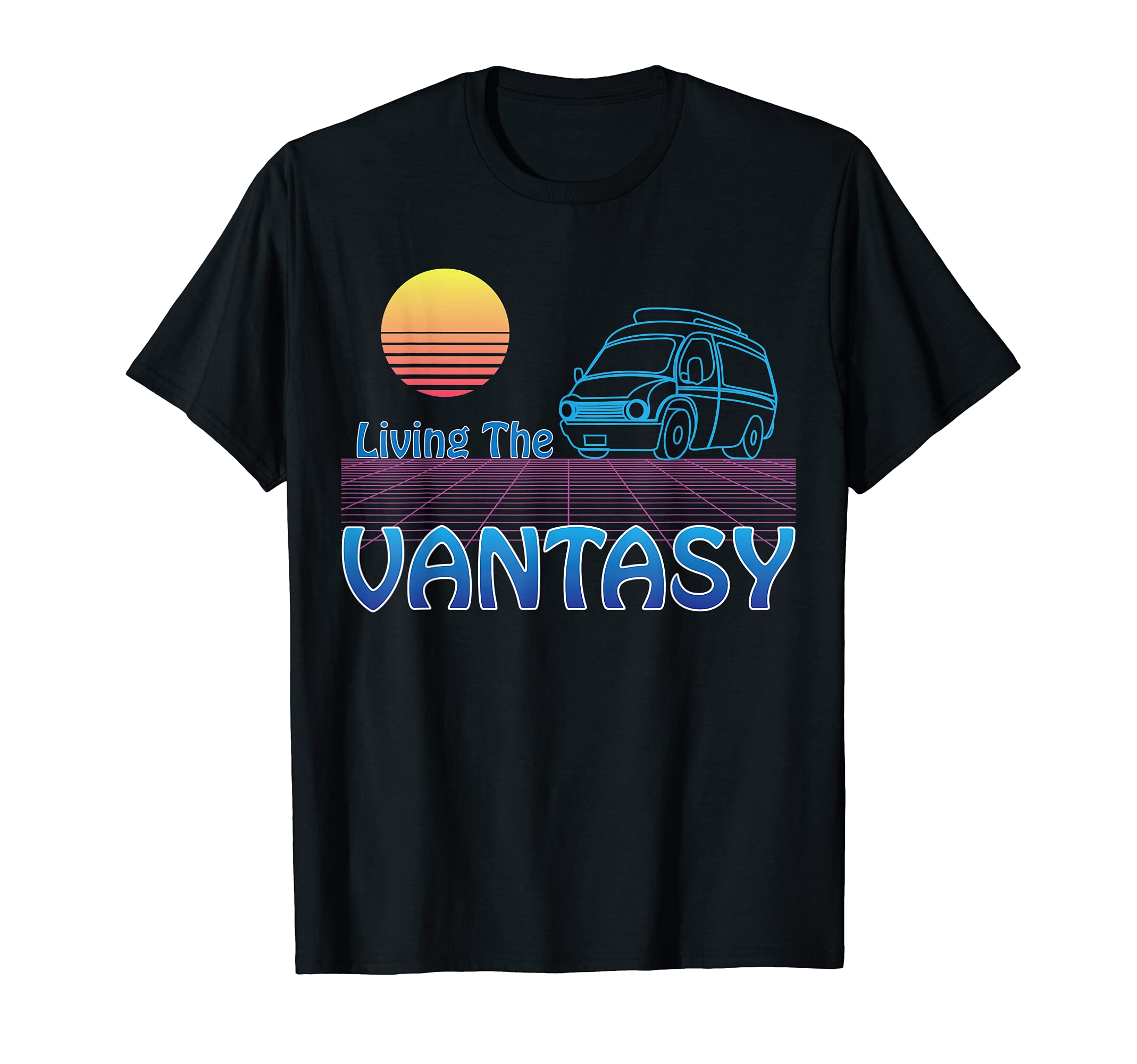 Vanlife Retro Living the Vantasy Camper VanVanlife Retro Living the Vantasy blue Camper Van sunset T-ShirtOEKO-TEX STANDARD 100