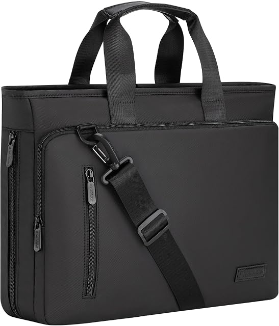 RAINYEAR 15.6 Inch Laptop Bag for Men Women, Waterproof Expandable Large Capacity Laptop Shoulder Bag Carrying Bag Briefcase