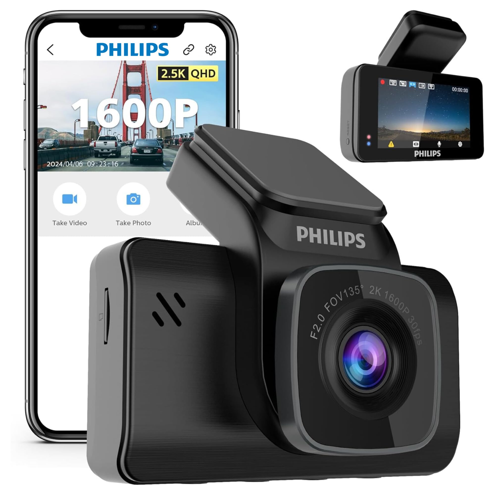 Philips GoSure 5101 Dash Cam for Car | 2K QHD 1600P Sony STARVIS IMX335 | Car Dash Camera | 135° Wide Angle | G-Sensor | 3” Display | Wi-Fi | Emergency Recording | Up to 256GB | GoSure Safe App-image-41