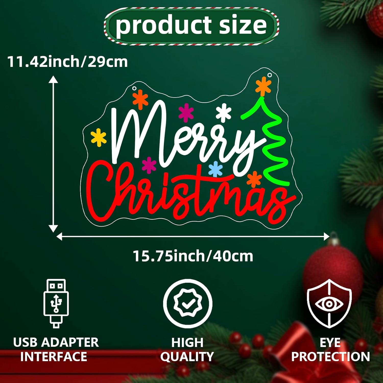 Merry Christmas Neon Signs, Dimmable Led Signs for Wall Decor, Snow Lights for Christmas Party Bedroom Living Room Bar Club Gift