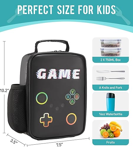 Miniatura 2 de Lonchera para niños, lonchera de cuero con aislamiento térmico para la escuela, lonchera térmica para niños, niñas, niños y adolescentes