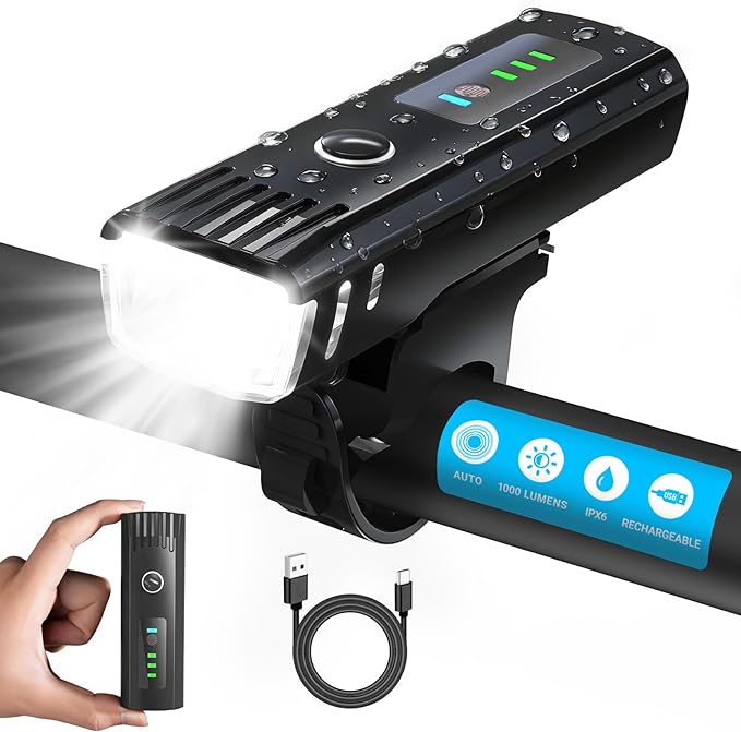 Ultra Bright 1000 Lumens LED Bike Light USB Rechargeable IPX6 Waterproof
