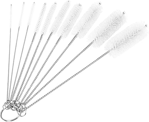 CiaraQ Cepillos de limpieza de botellas, juego de cepillos de tubo de nailon de 8 pulgadas, limpiador para botellas de cuello estrecho, tazas con