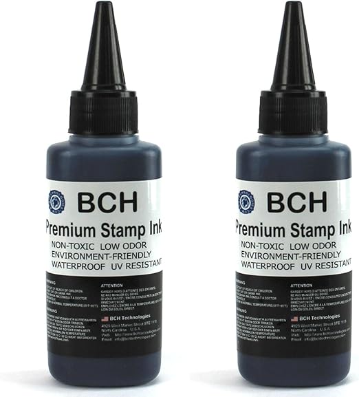 Bulk 2X Black Stamp Ink Refill by BCH Premium Grade 2.5