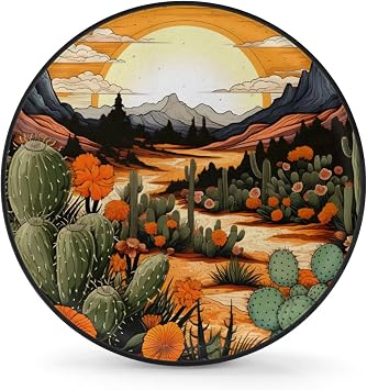 Sunset Cactus The Desert Spare Tire Cover, Wheel Cover Waterproof Dust-Proof Universal Fit for Jeep Trailer RV SUV Camper Vehicle 17 Inch