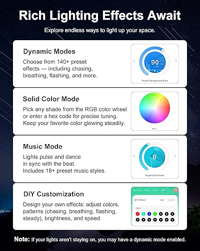 Miniatura 5 de Nexillumi Luces permanentes para exteriores para casa, luces exteriores RGB inteligentes de 100 pies con 72 modos de escena, iluminación de aleros
