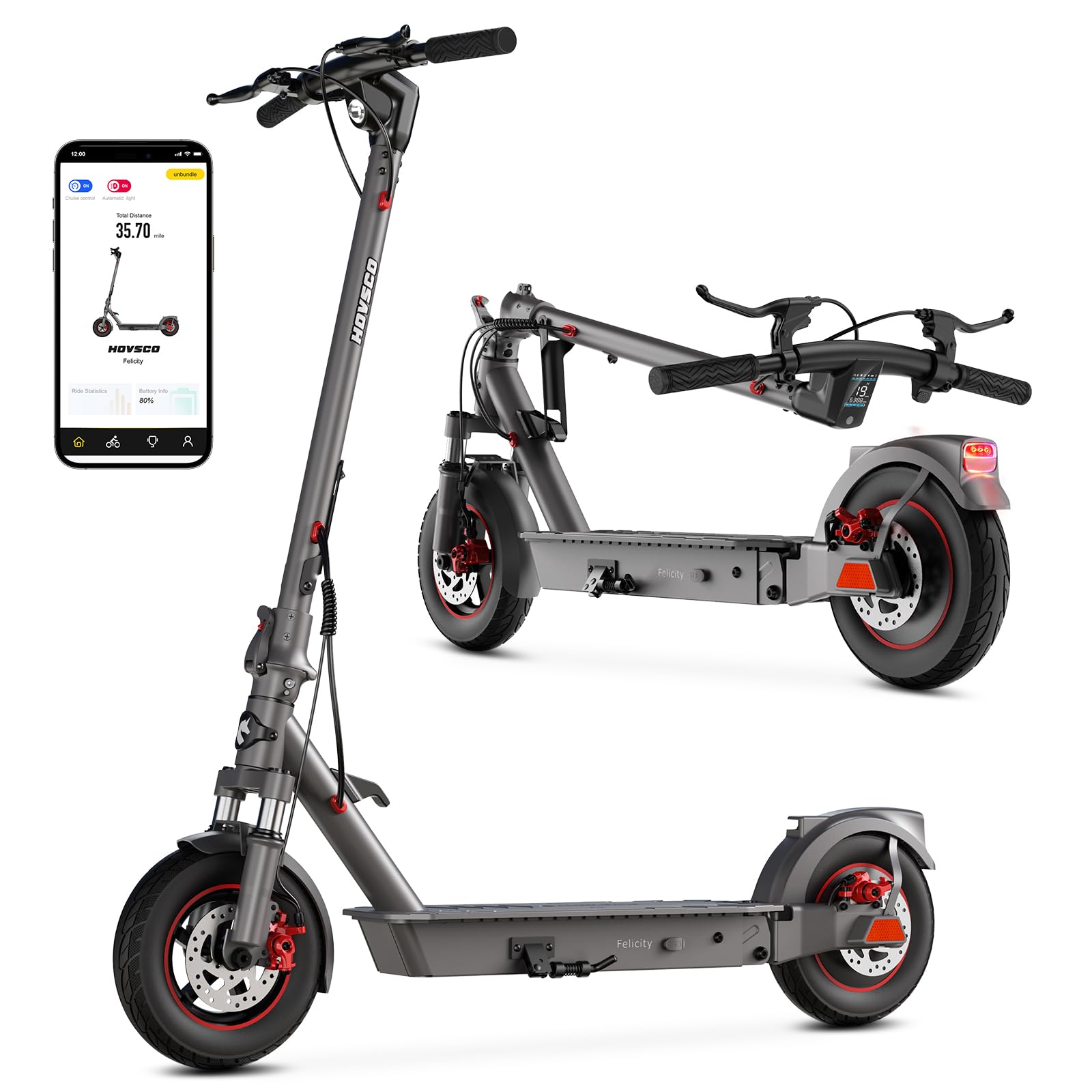 HOVSCO Electric Scooter for Adult,Dual Shock absorbers, 25 Mile Long Range Max 22 MPH by 450W?750 W Peak? Motor,10