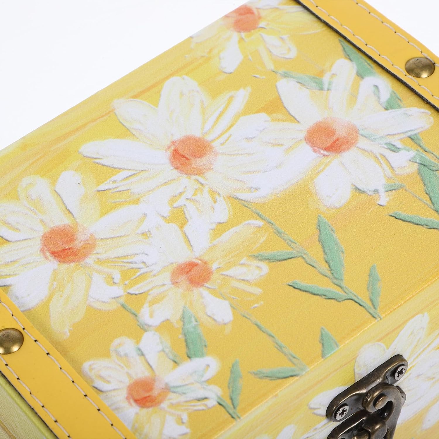 Holibanna Oil Painting Jewelry Box Pu Leather Storage Case Small Wood Ring Organizer Keepsake Box Decorative Gift for Bedroom and Travel image 5