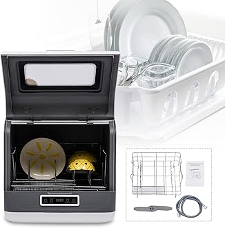 Countertop Dishwasher Portable Compact Dishwasher W/ 4 Washing Programs, Energy Save with Low Water Consumption, No Installation for Small Apartments, Dorms and RVs