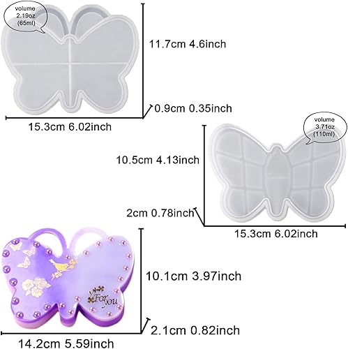 Miniatura 8 de Joyero bandeja de silicona de resina con tapa para arcilla de polímero de cemento epoxi, funda de almacenamiento, candelabro, cenicero, cuadrado,