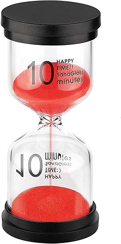 SuLiao Reloj de Arena de 10 Minutos, Temporizador de Reloj de Arena Roja, Reloj de Arena de Plástico de 10 Min, Reloj de Arena Grande de Color para