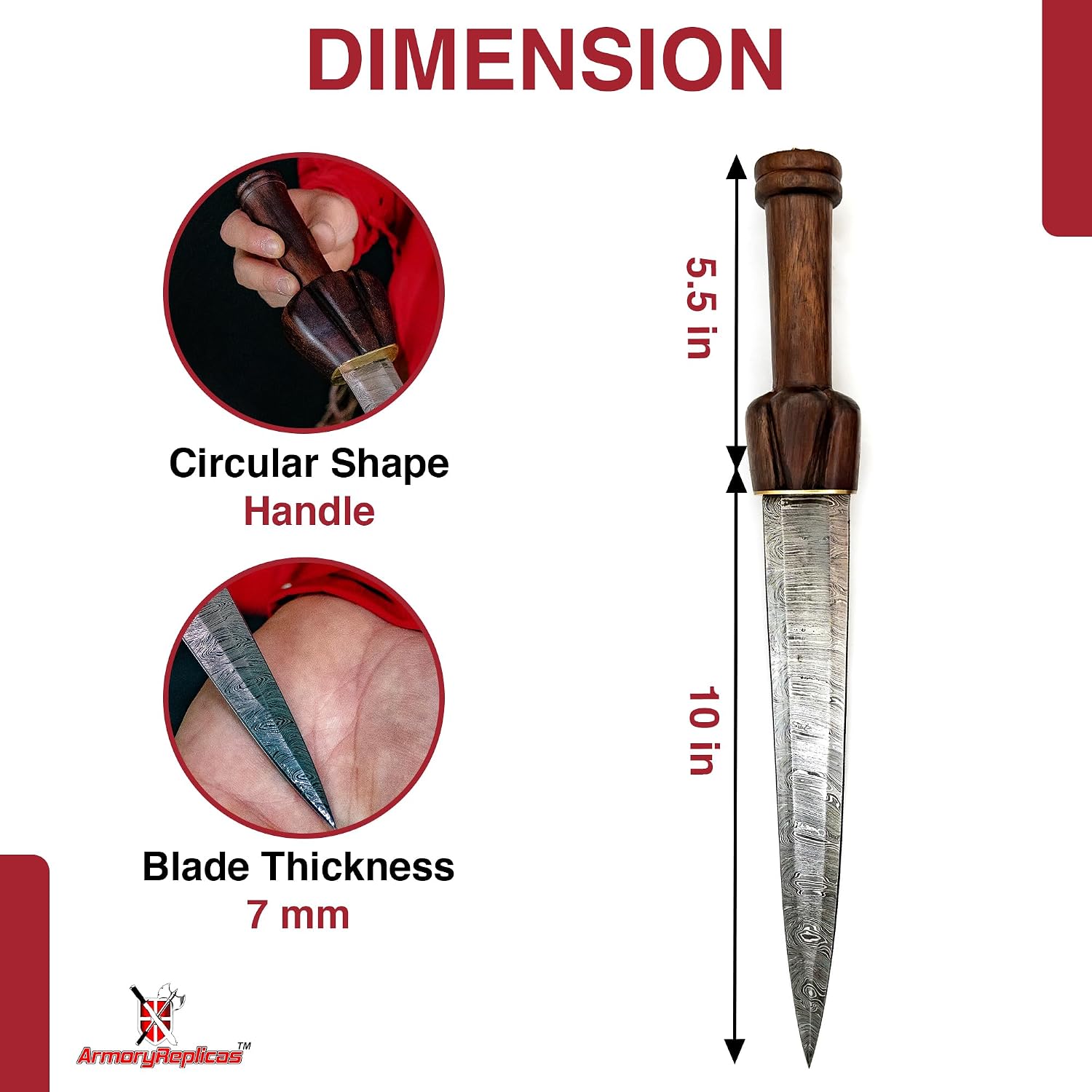 Armory Replicas Divine Judgement Ornate Damascus Steel Ceremonial Dagger | Medieval Inspired Hand Forged Collectible Knife with Leather Sheath