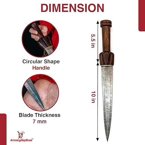 Miniatura 2 de Armory Replicas Daga ceremonial de acero de Damasco ornamentada de juicio divino  Cuchillo coleccionable forjado a mano de inspiración medieval con