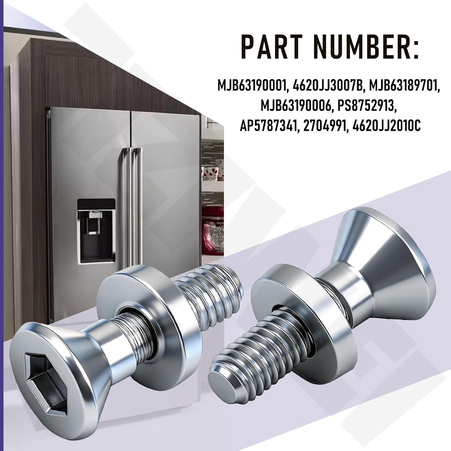 2 Pack MJB63190001 Refrigerator Door Handle Mounting Stud Compatible with LG Refrigerator, Replace 4620JJ3007B MJB63189701 MJB63190006 AP5787341