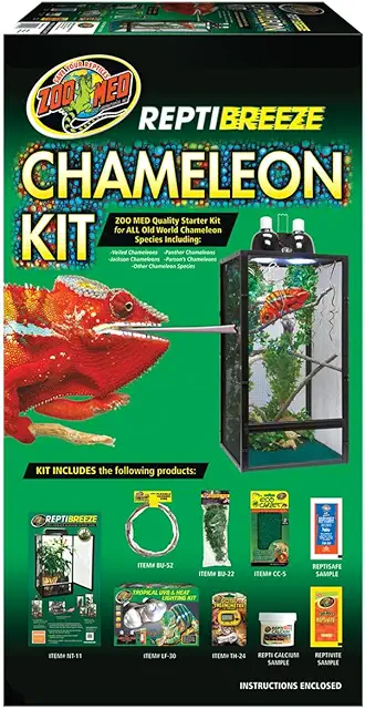 Terrario per Camaleonti Reptibreeze Kit Completo con Illuminazione e Riscaldatore, 41x41x76 cm