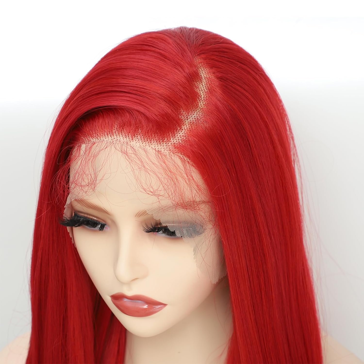 X-TRESS 32 Inch Red Lace Front Wig 13x4 Staight Hd Lace Front Wig Red Wigs For Wome Glueless Wigs Pre Plucked Baby Hair 180 Density Synthetic Lace Front Wigs Cosplay