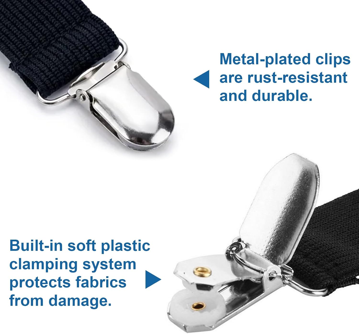 8Pcs Black Adjustable Elastic Sofa Cushion Straps, Slipcover Fastener Holder Clips, Flexible Gripper Suspenders for Couch Seat Covers and Bed Sheet Fixing