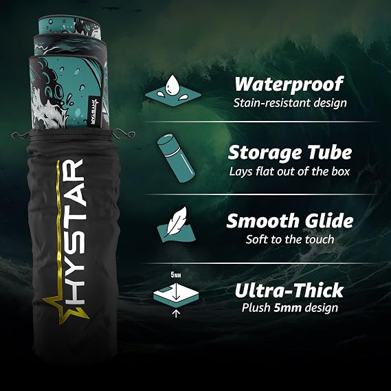 Hystar Extended Gaming Mouse Pad | XXL 36 x 16 | 5mm Thick, Waterproof Surface, Smooth Polyester Fabric, and Natural Rubber Base | Mythic Kraken