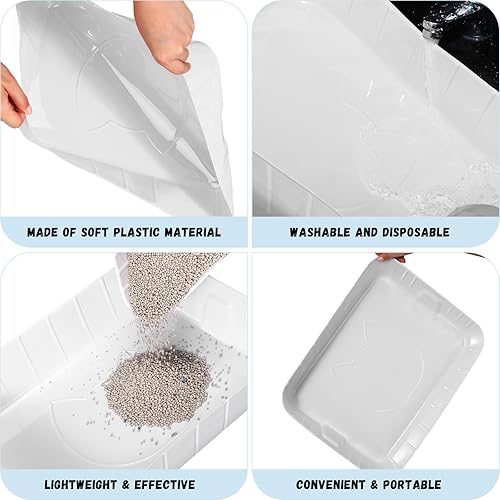 Miniatura 4 de Bokon 25 cajas de arena desechables para gatos, bandeja de arena de plástico para gatos, sartén grande para gatitos, conejos, cobayas, hámster