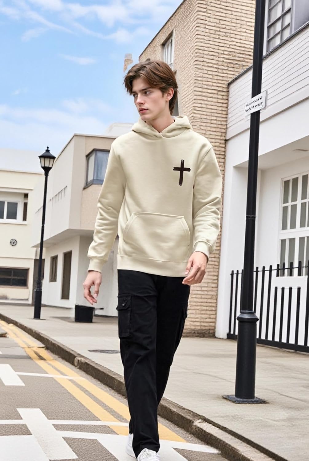 Christian Sweatshirts for Men Christ Cross Pullover Hoodie Inspirational Faith Graphic Long Sleeve Sweatshirt - Image 3
