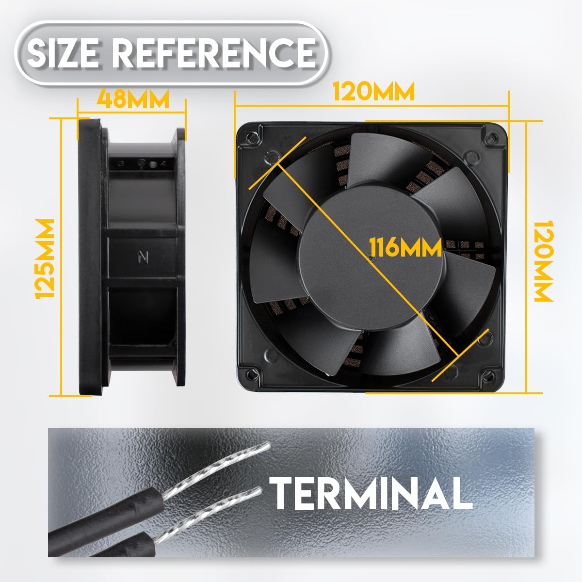 1 pezzo Ventola di raffreddamento elettrica, AC220V 120 * 120 * 38mm Mini ventola silenziosa con doppio cuscinetto a sfere per macchina del ghiaccio, refrigeratore e PC