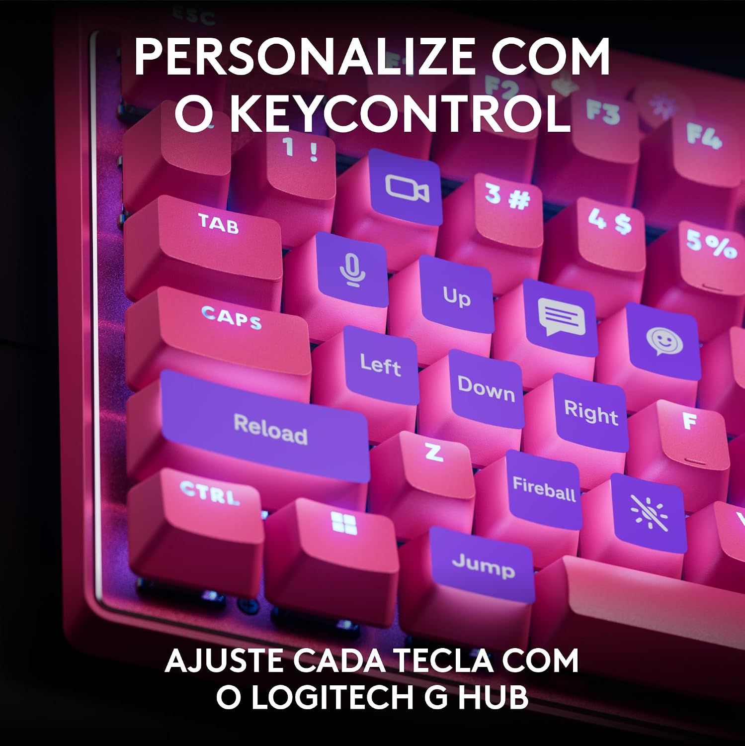 Teclado Gamer Com Fio Logitech G PRO X TKL RAPID com layout US, Switches Magnético- analógicos, Modo Rapid Trigger, Acionamento Ajustável, e RGB LIGHTSYNC - Magenta