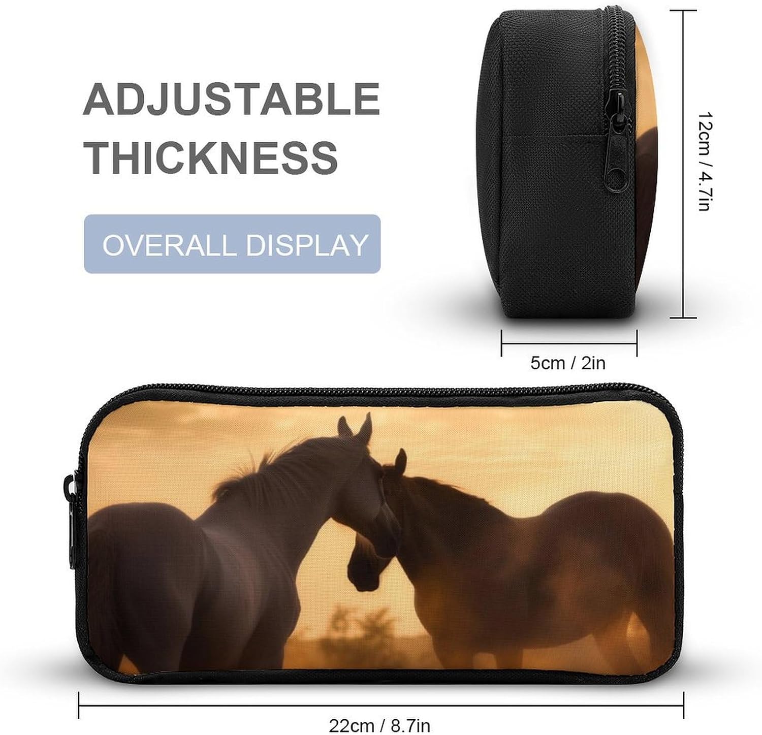 Horses in Love Pencil Case Large Capacity Pencil Pouch image 2