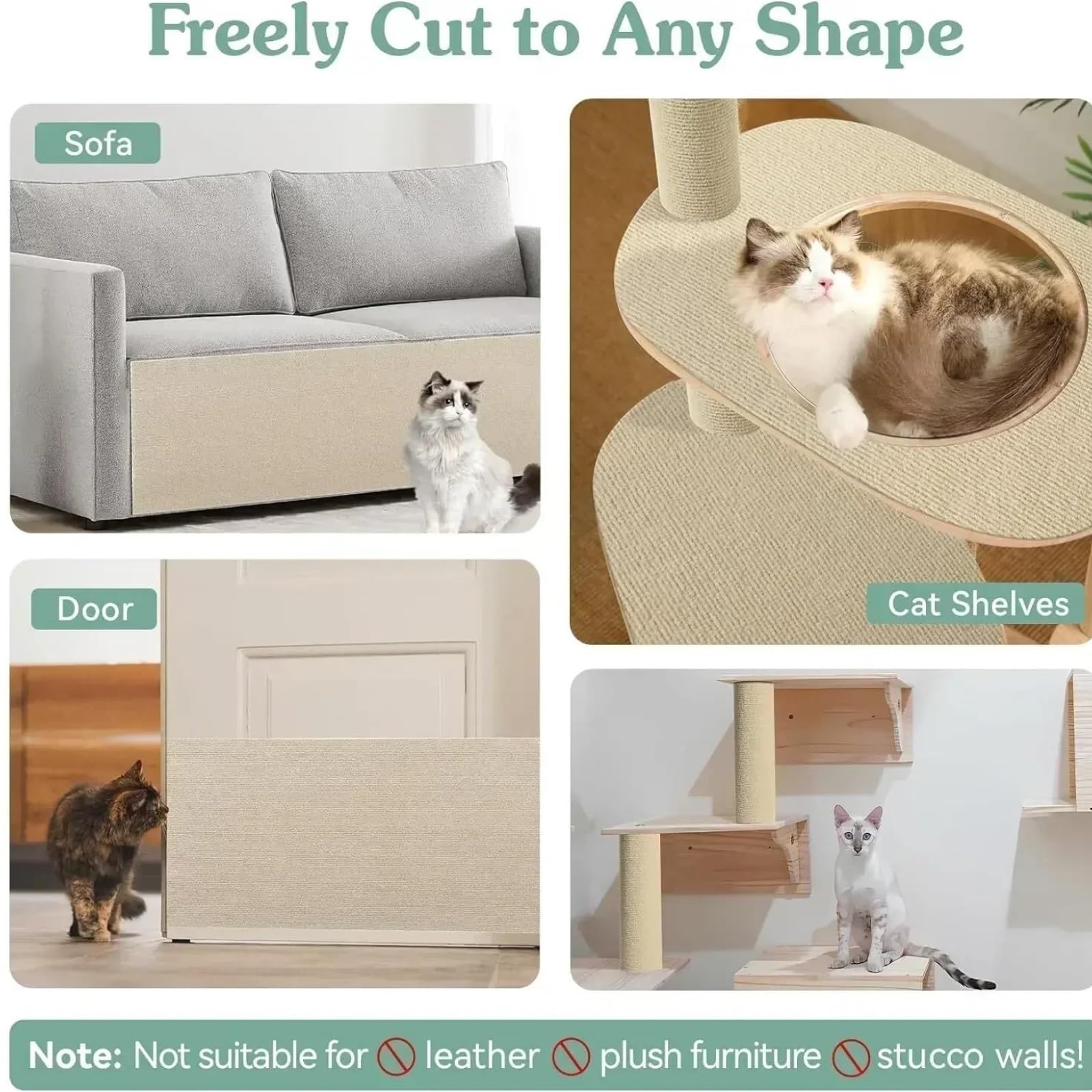Protector Sofa Gatos Arañazo Alfombra autoadhesiva for Gatos, Alfombrilla Recortable, Tablero for rascar, Alfombra, Suministros for Mascotas, protección de Muebles y sofás(Light Gray,50x200CM)