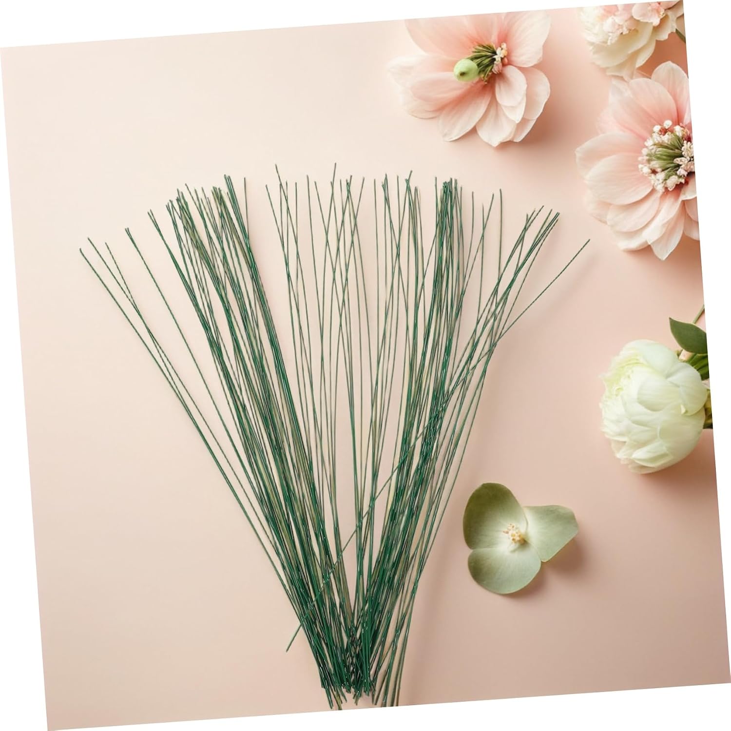 100pcs Gauge Green Floral Wire Stems Flexible Coated Wire for Wreath Making DIY Flower Arrangements Bouquet Wrapping Thickness for Crafts and Floral Design