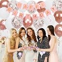 Shimmers Happy Birthday Decoration Kit Pink Banner Rose Gold Balloon Set Metallic Balloons Confetti Balloons Ribbon Party Supplies for Women Girls Celebration Anniversary Home Decor gallery image