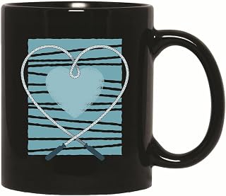 Coffee Mug,Heart Shaped Jump Rope Gym Lovers Blue Line Background Black Personalized Mug Premium Ceramic Mugs Novelty Tea Cup for All Kitchen Accessories Work 330ml