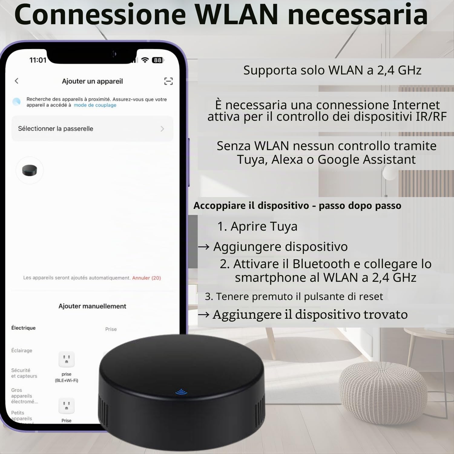 Telecomando WIFI IR RF Tuya Smart life per aria condizionata