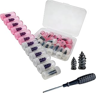 60PS Vacuum Tire Mending Nail, Rubber Screws Tire Repair Kits with 2 Sizes, Screwdriver&Storage Box, Quick Self-Service Tire Repair Tools for Car, Motorcycle, Truck