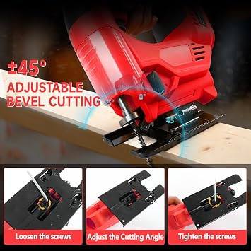 Cordless Jig Saw Compatible with Milwaukee m18, 420W 3500RPM Brushless Jigsaw Cut Off Tool 45° Beveled Cuts with 6 Blades for Straight Curve Circle Cutting (Red)