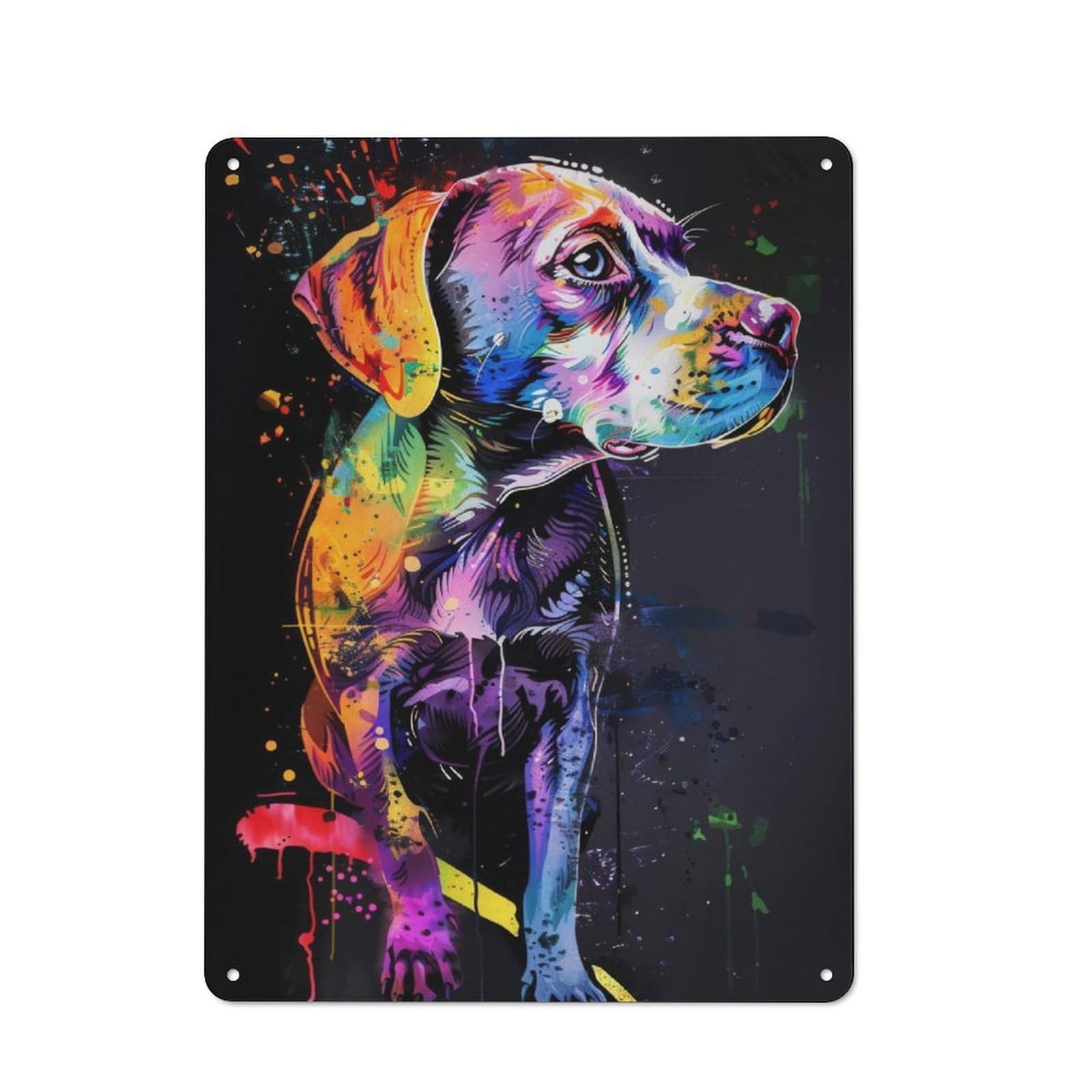 Junmoney Dog Popart Painting Tin Wall Plaque 40X30cm With For Living Room Or Hallway, A Decorative Christmas Gift For Hallway Decor Fans