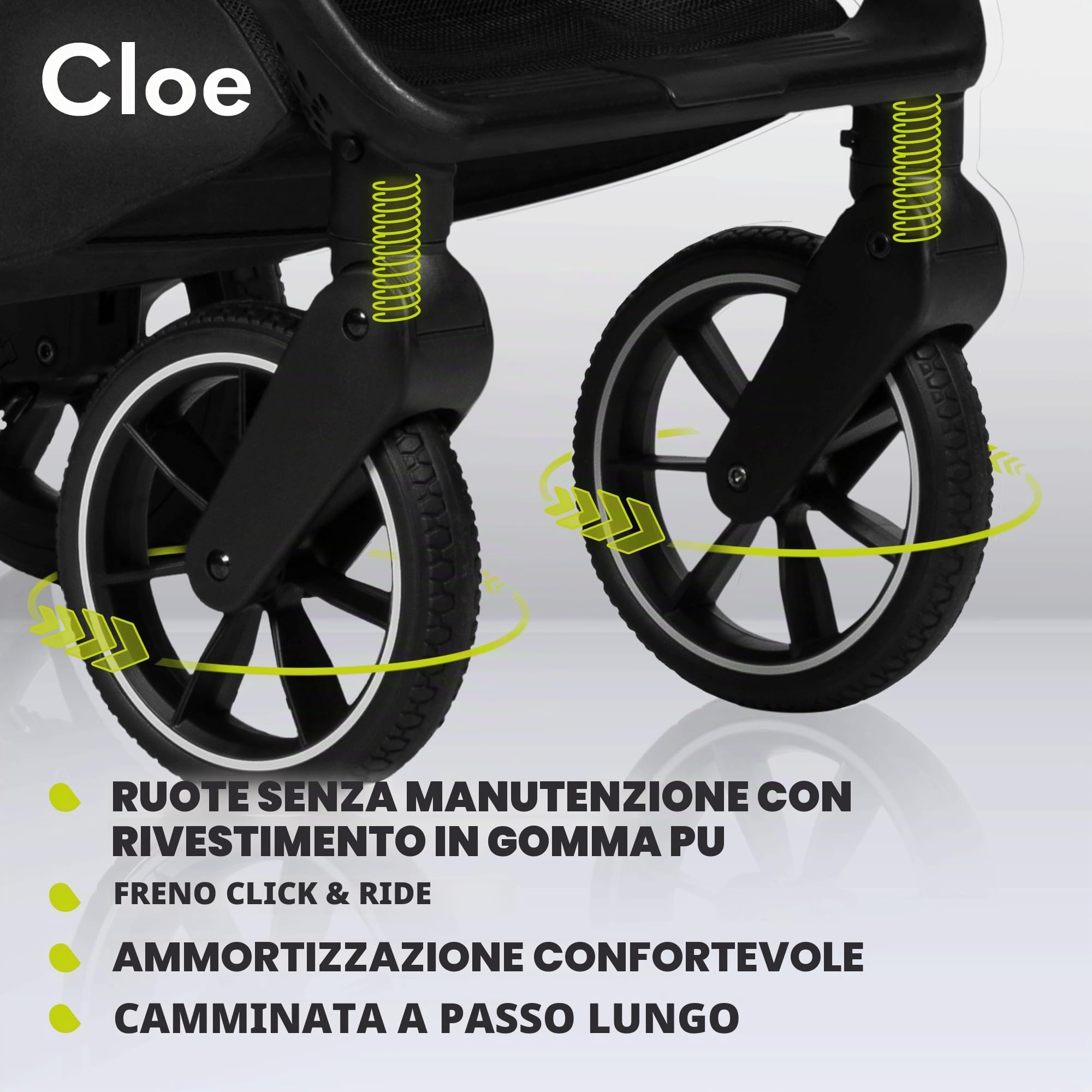 LIONELO Cloe Passeggino Leggero e Pieghevole per bambini da 6 a 48 Mesi | Passegino Compatto fino a 22 kg, Schienale Reclinabile, Posizione Distesa, Cinture a 5 Punti, Ruote XXL, Zanzariera