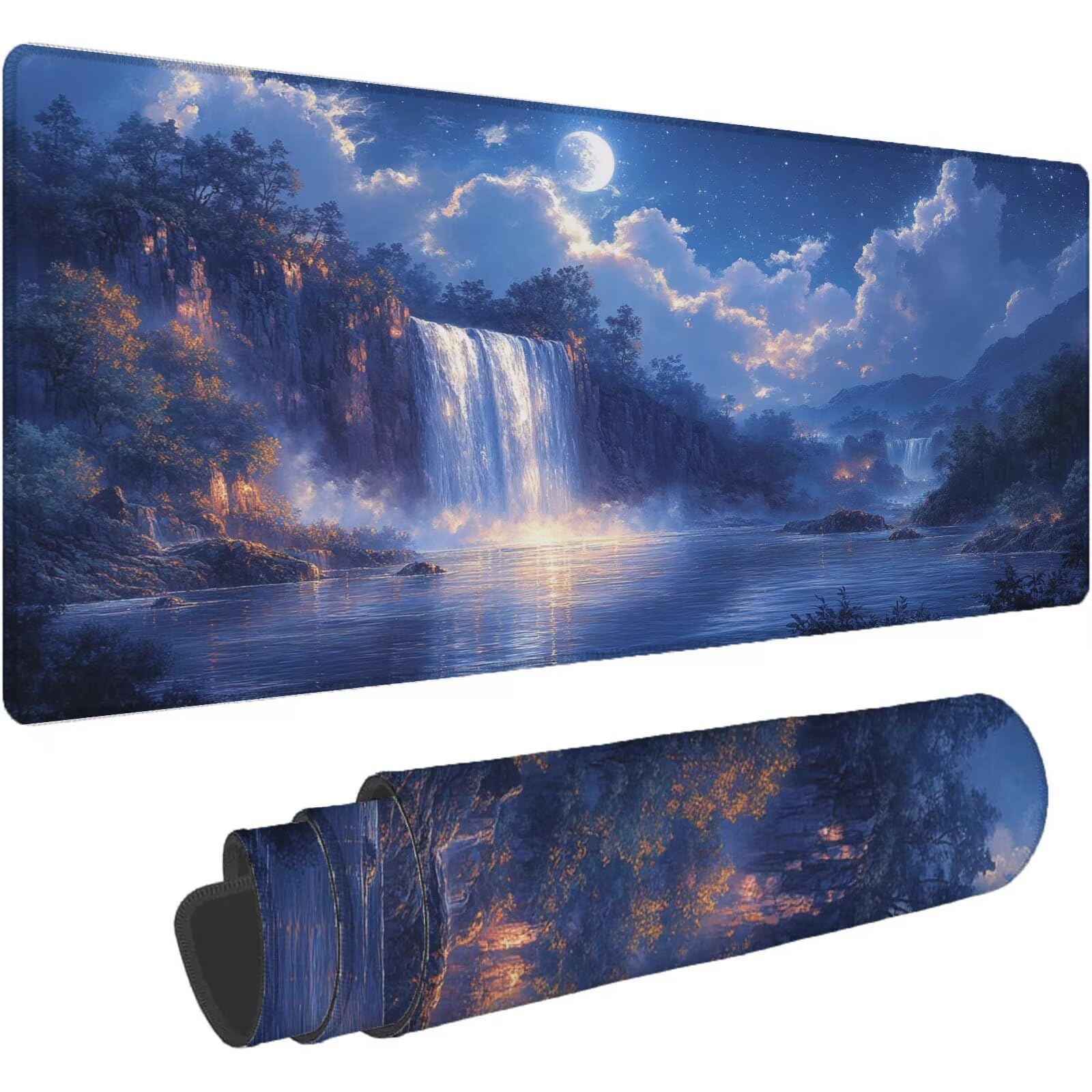 Podkładka pod mysz dla graczy niebieska podkładka pod mysz XXL 1600 x 800 mm mata biurkowa podkładka pod mysz krajobrazową wodoodporna akcesoria biurowe do gier szyte krawędzie poprawia precyzję i