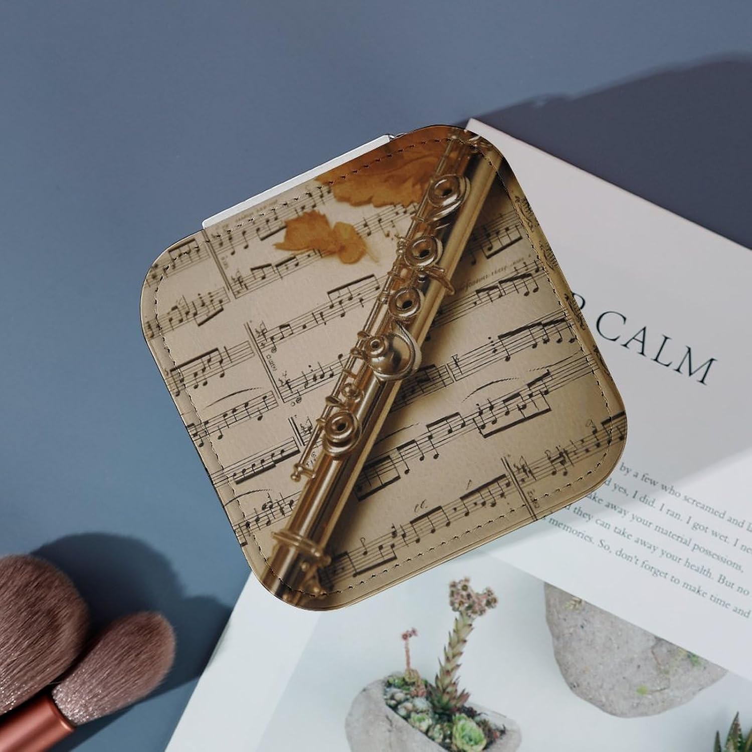 Flute Music Jewelry Box for Girls Women Custom Travel Jewelry Case Portable Jewelry Storage Box Mini Jewelry Organizer Case for Rings, Necklaces, Bracelets, Earring image 4