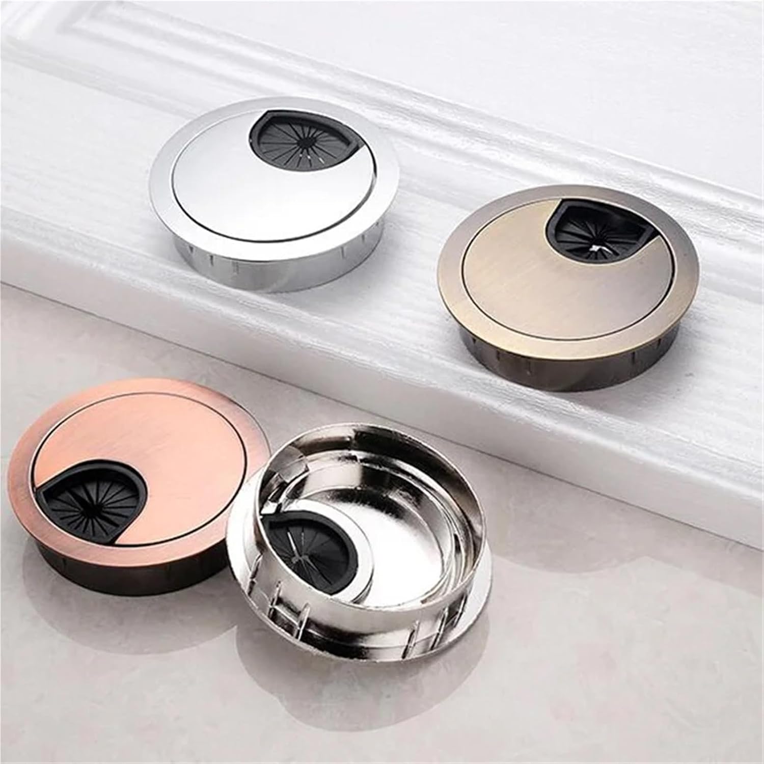 Desk Grommet 5Pcs Zinc Alloy 35mm 50mm 53mm 60mm 80mm Round Table Hole Cover Wire Outlet Port Computer PC Desk Cable Grommet for Organizing Home & Office Table(Red Bronze,35mm)