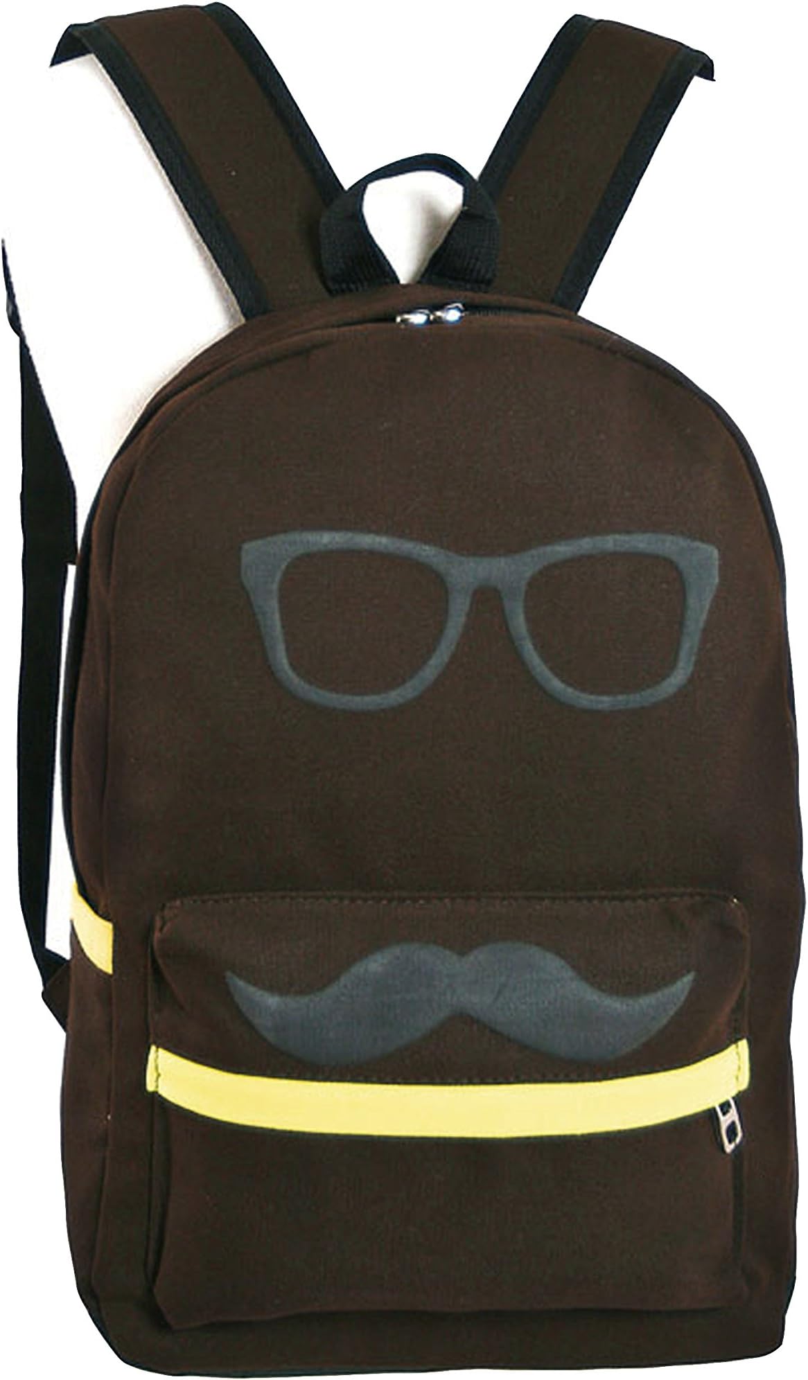 Sunglasses Glasses Mustache School Backpack Bag (Brown)