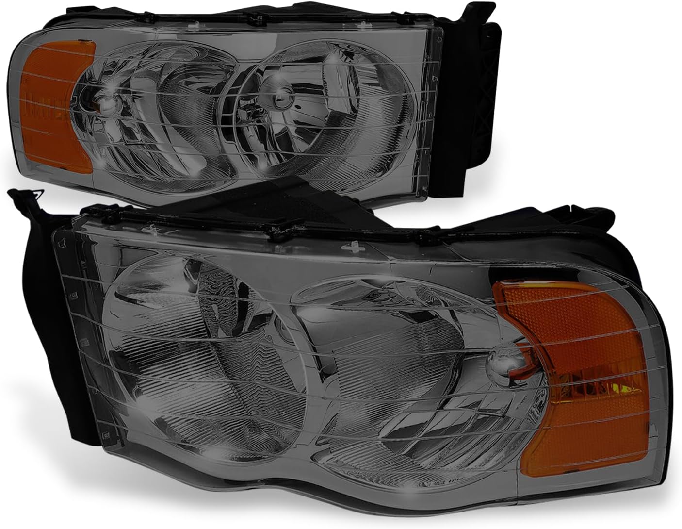 Auto Dynasty Headlights for Dodge Ram 2002-2005 (Halogen, Smoked Lens)