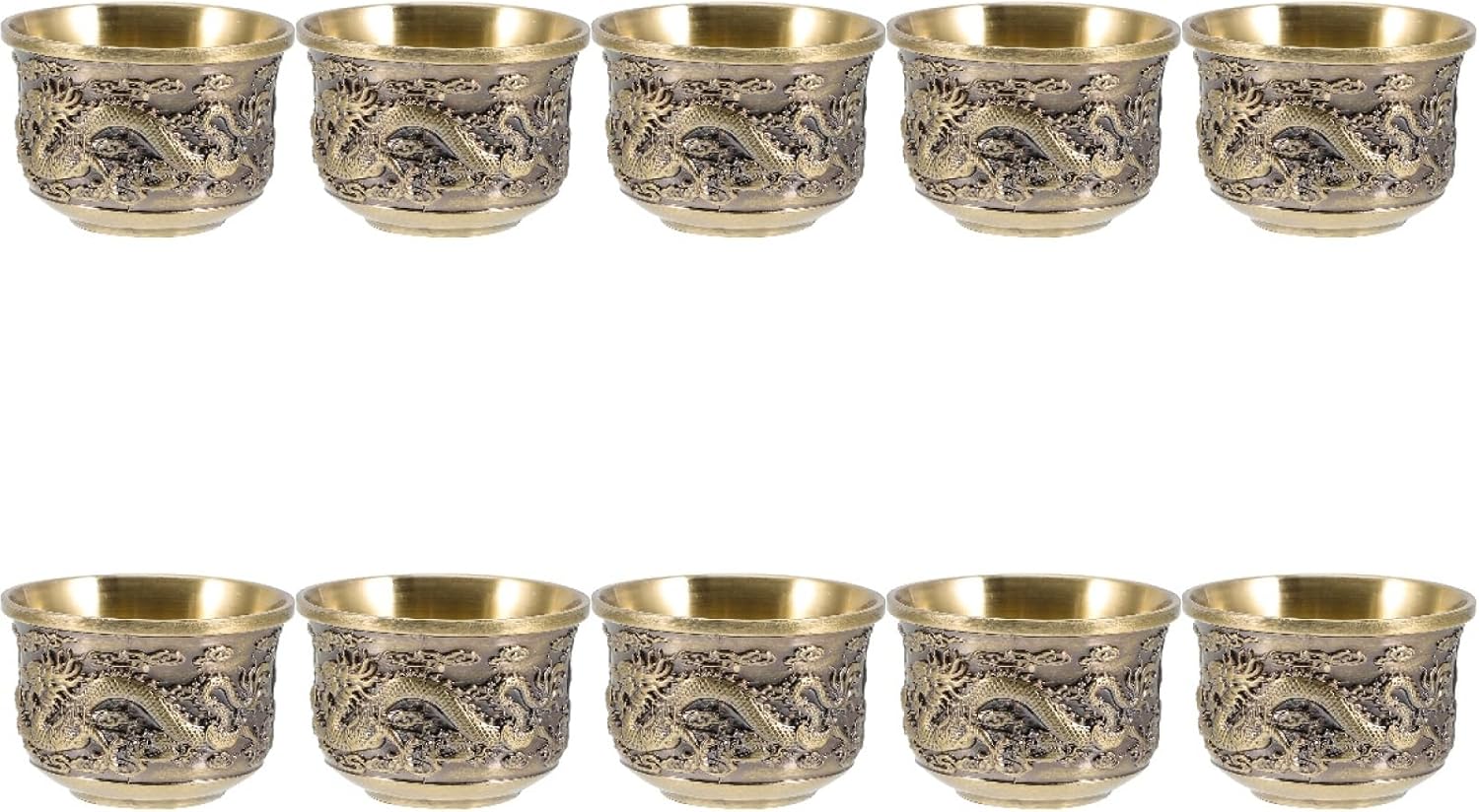 UPKOCH Chinese Style Retro Tea Cup Set 10Pcs 1.96X1.96X13.77In Zinc Alloy Vintage Teacups for Home Office Gongfu Tea Ceremony Drinkware with Portable Design