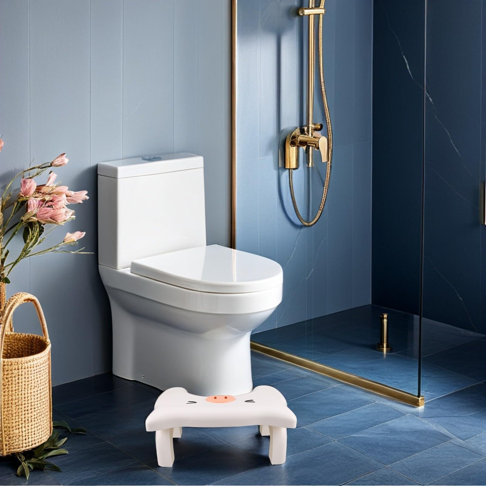 Toilettenhocker aus ABS mit Anti Rutsch Füßen, Weiß