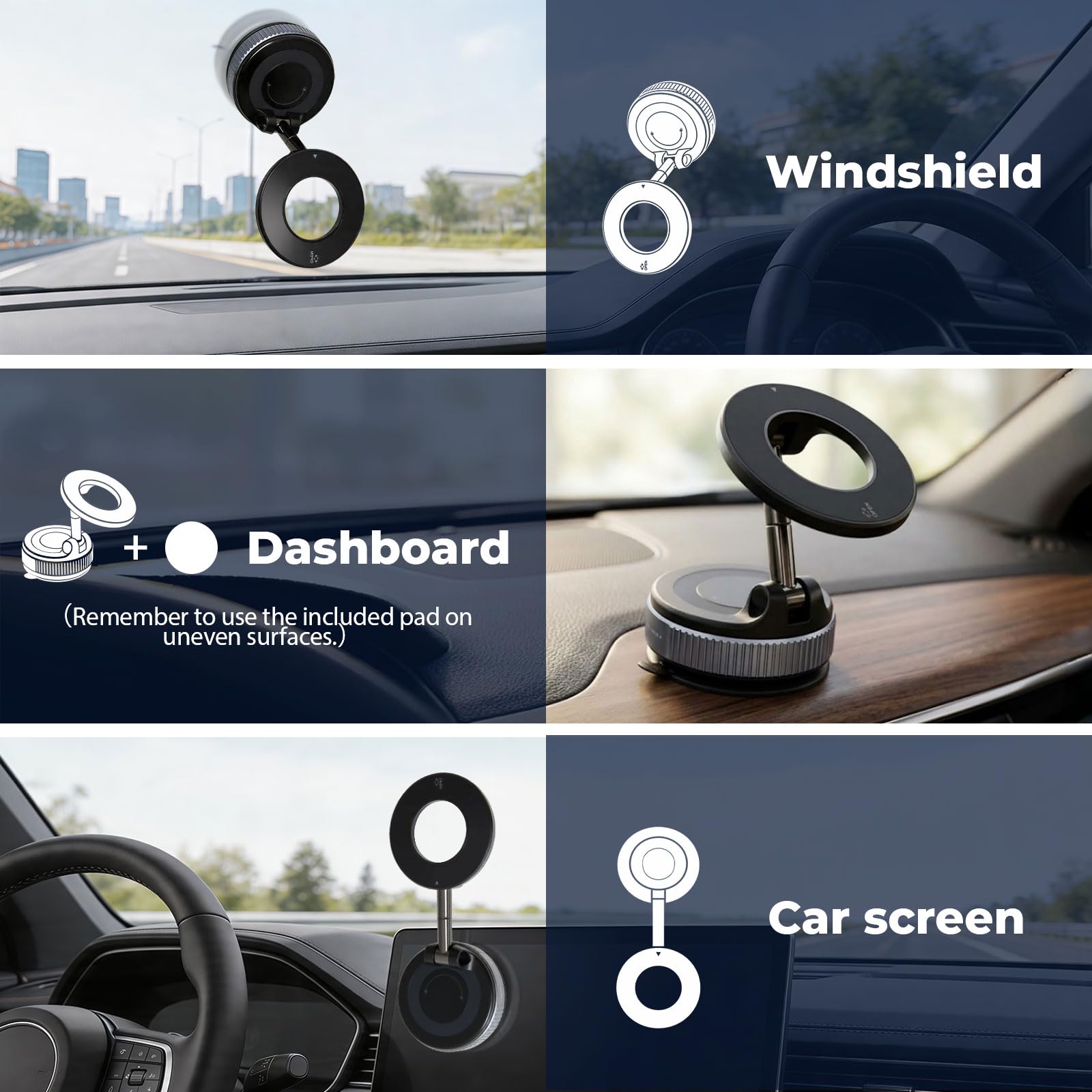 Supporto magnetico per telefono da auto per Magsafe 39,9 kg, ultra ventosa, per cruscotto auto, regolabile a 360°, per la tua auto, compatibile con iPhone 17-12 Pro Max
