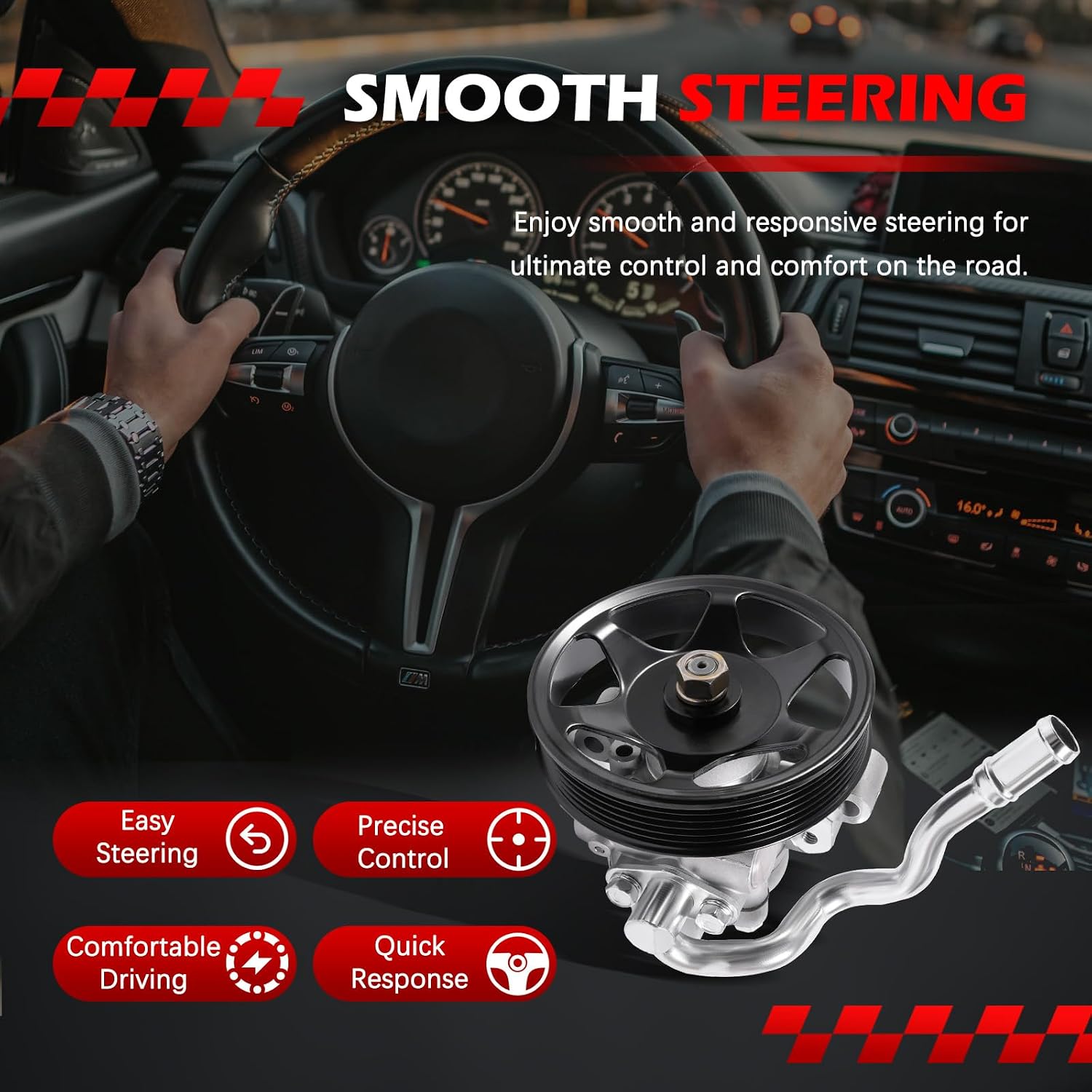 21-5370 Power Steering Pump Fit for Escape 2004-2007 &Tribute 2005-2006 & Mariner 2005-2007 3.0L V6, Power Assist Pump Replace for 965370, EF9532650A